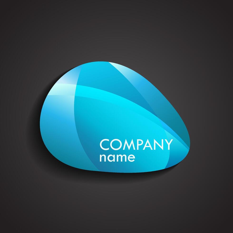 abstract shape glossy blue logo vector