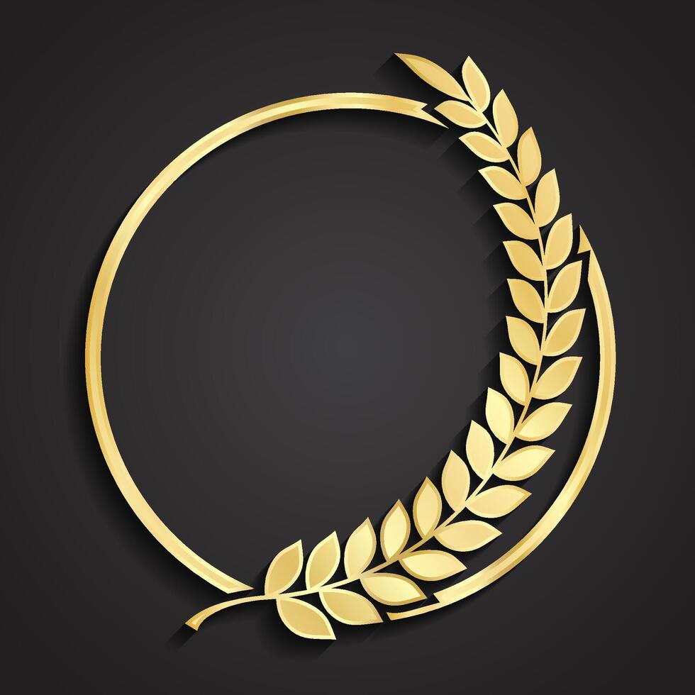 laurel wreath circle 3d golden logo vector