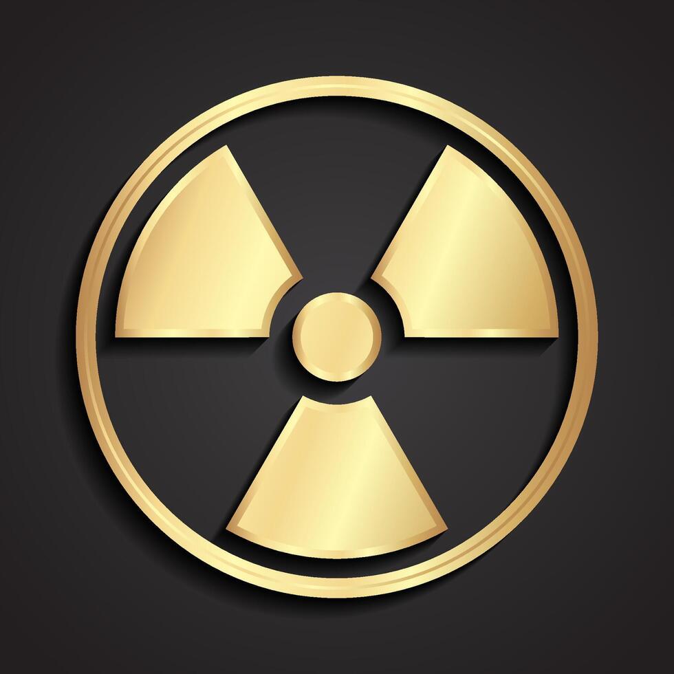 radioactive symbol 3d golden metal vector