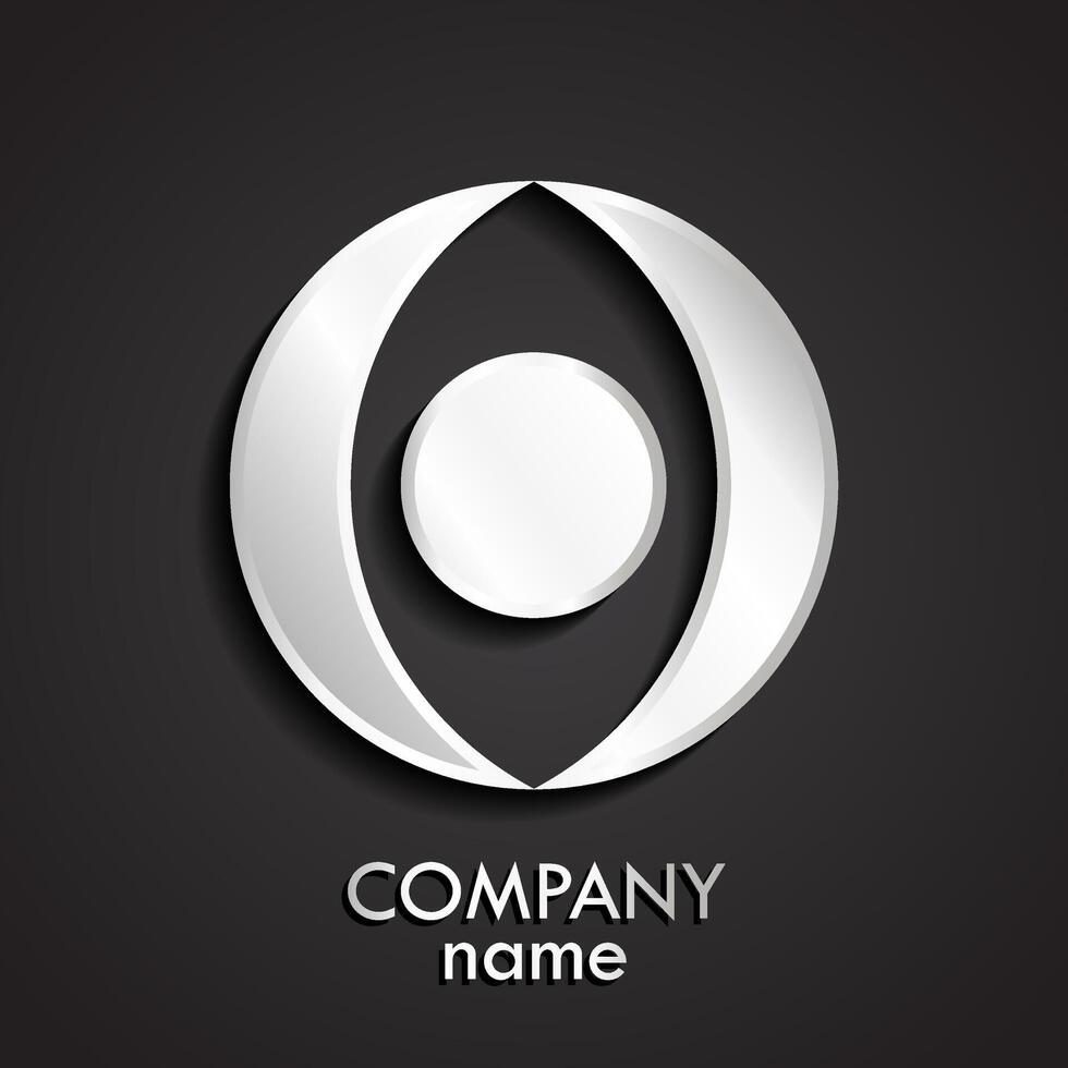 3d silver abstract circle decorative logo design vector