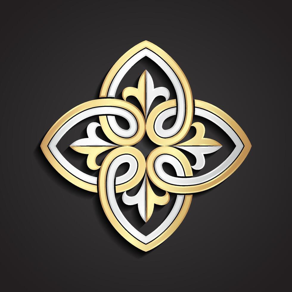 3d golden silver ornamental symbol vector