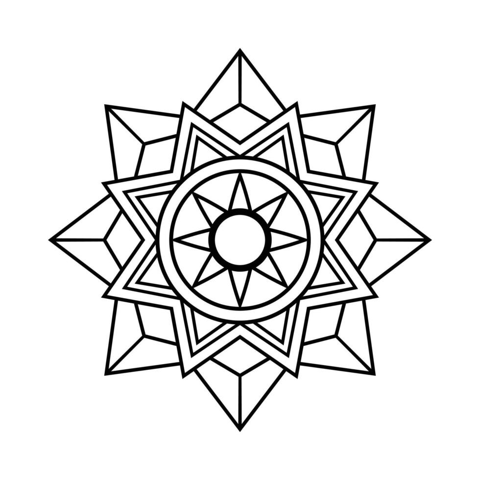 Intricate Geometric Mandala for Coloring Book Star Pattern Design vector