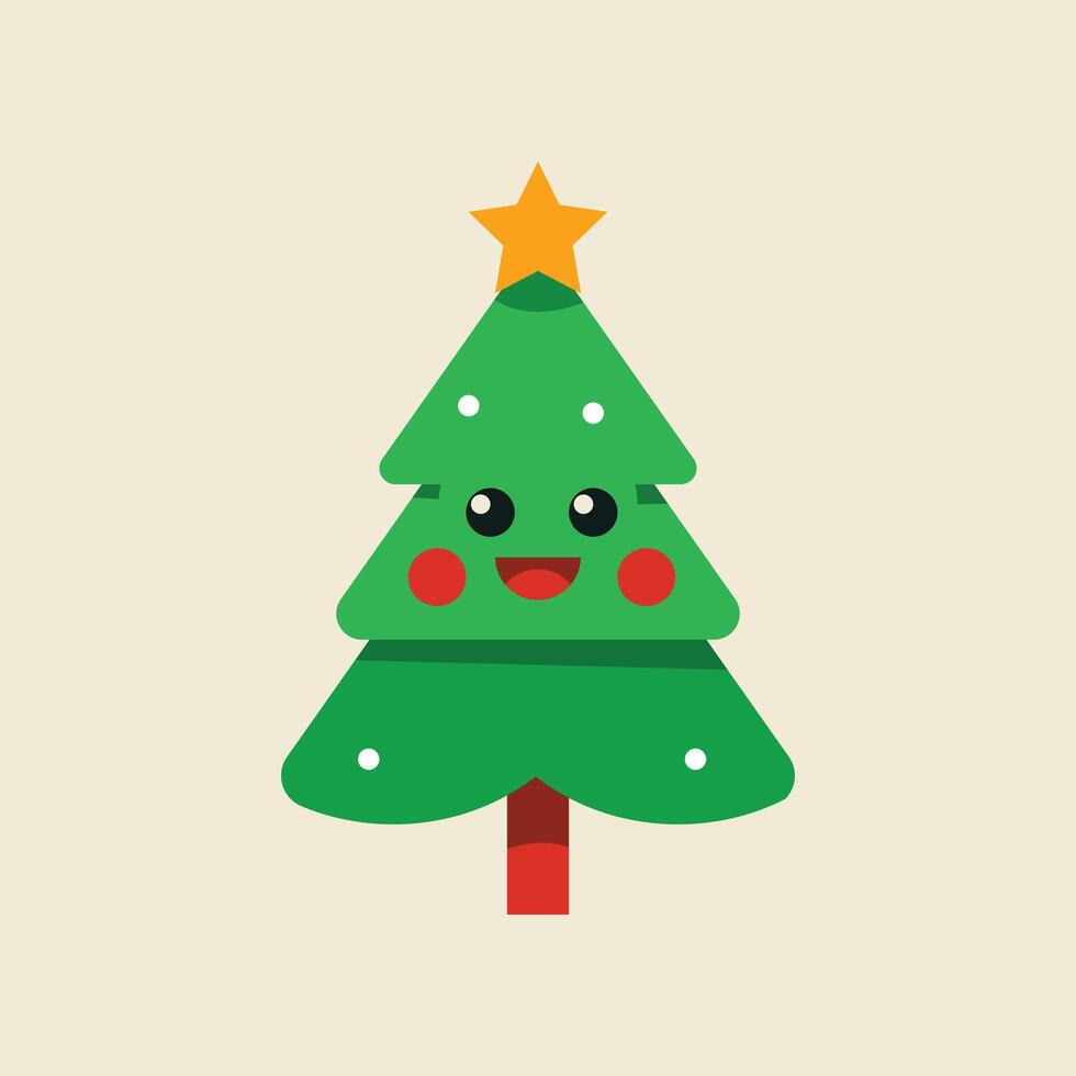 Festive Christmas Tree with Star and Ornaments Holiday Cheer Illustration vector