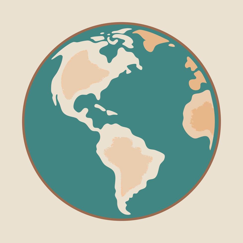 Travel World Map Globe Icon with Earth Continents in Circular Design vector