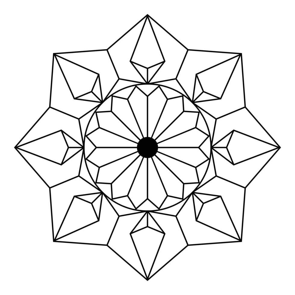 Intricate Crystal Mandala for Coloring Book Gemstone Star Pattern vector