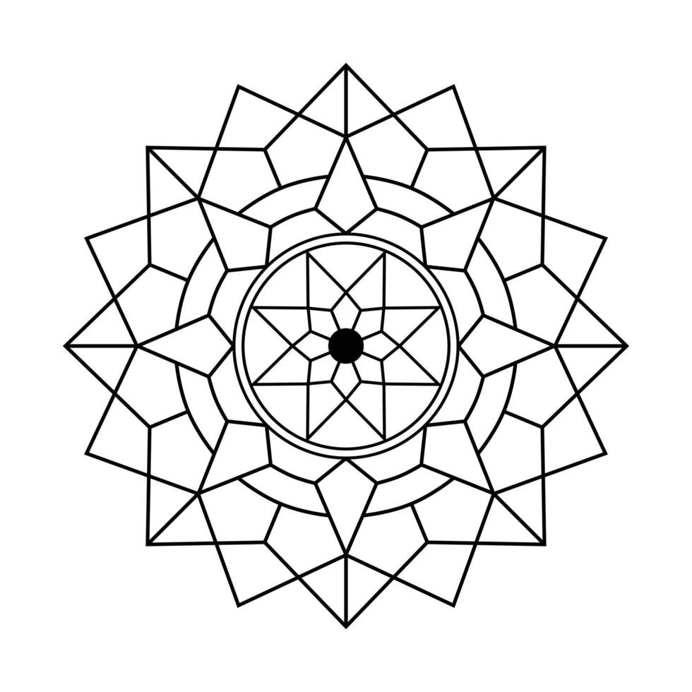Symmetrical Geometric Mandala for Coloring Book Angular Petal Design vector