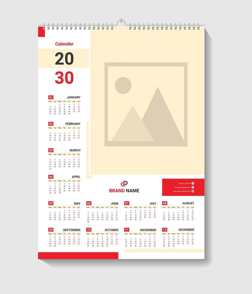 Calendar Design For Office Desk Or Wall Template vector