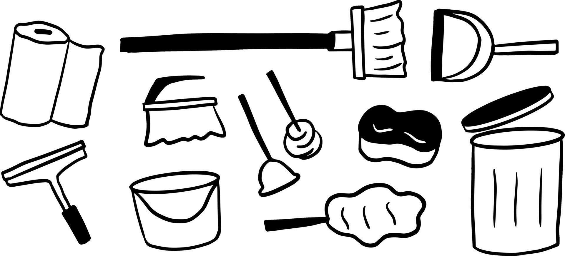 Minimalist Cleaning Tool Art for Household Projects vector