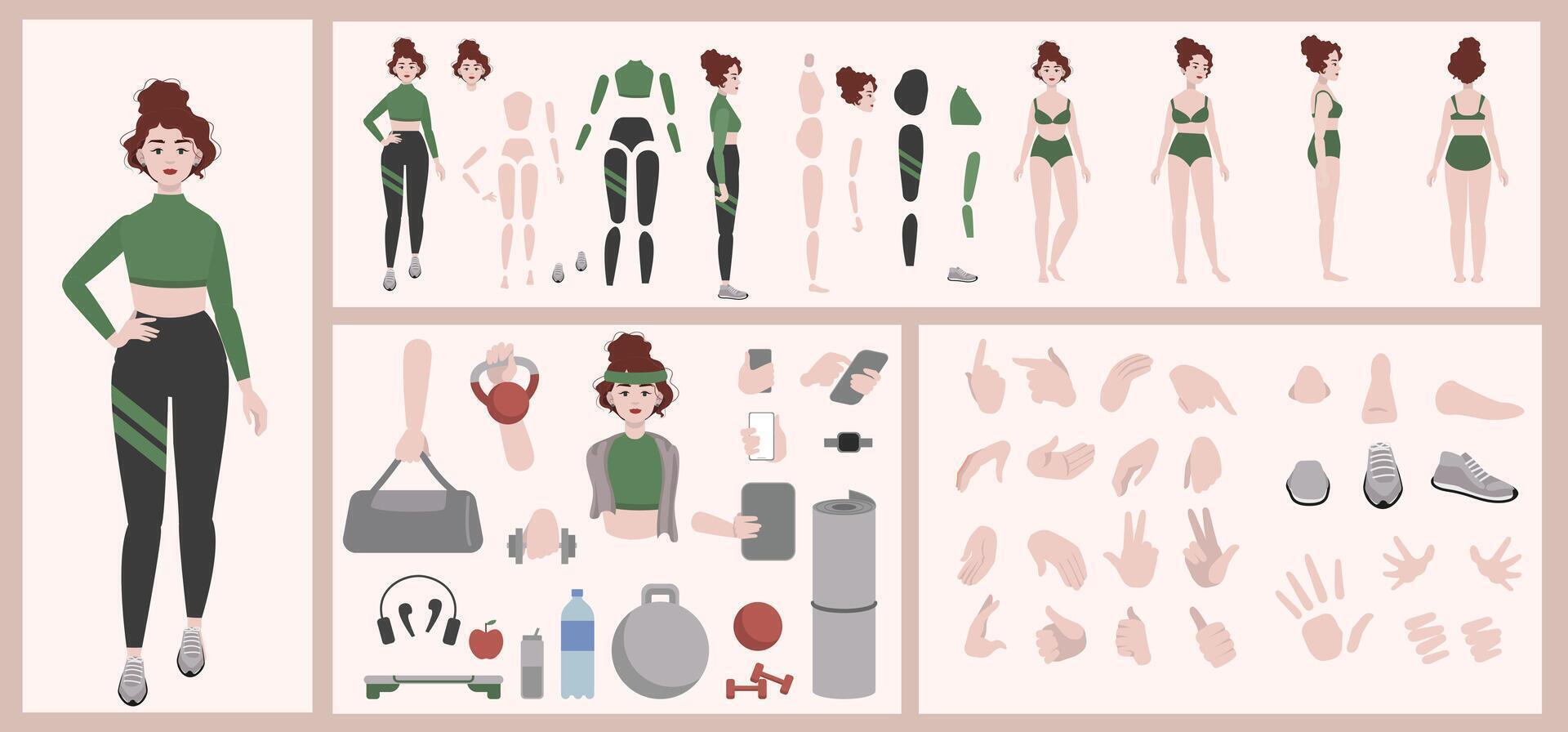 Fitness character of a gym woman vector