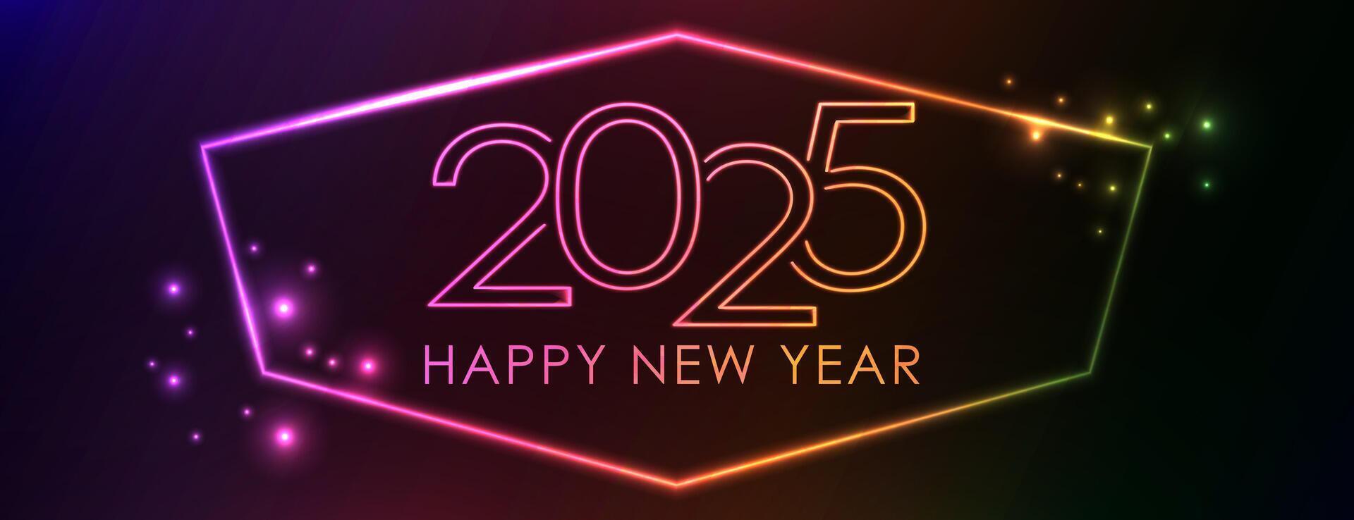 Background banner design 2025 neon shining Happy New Year vector
