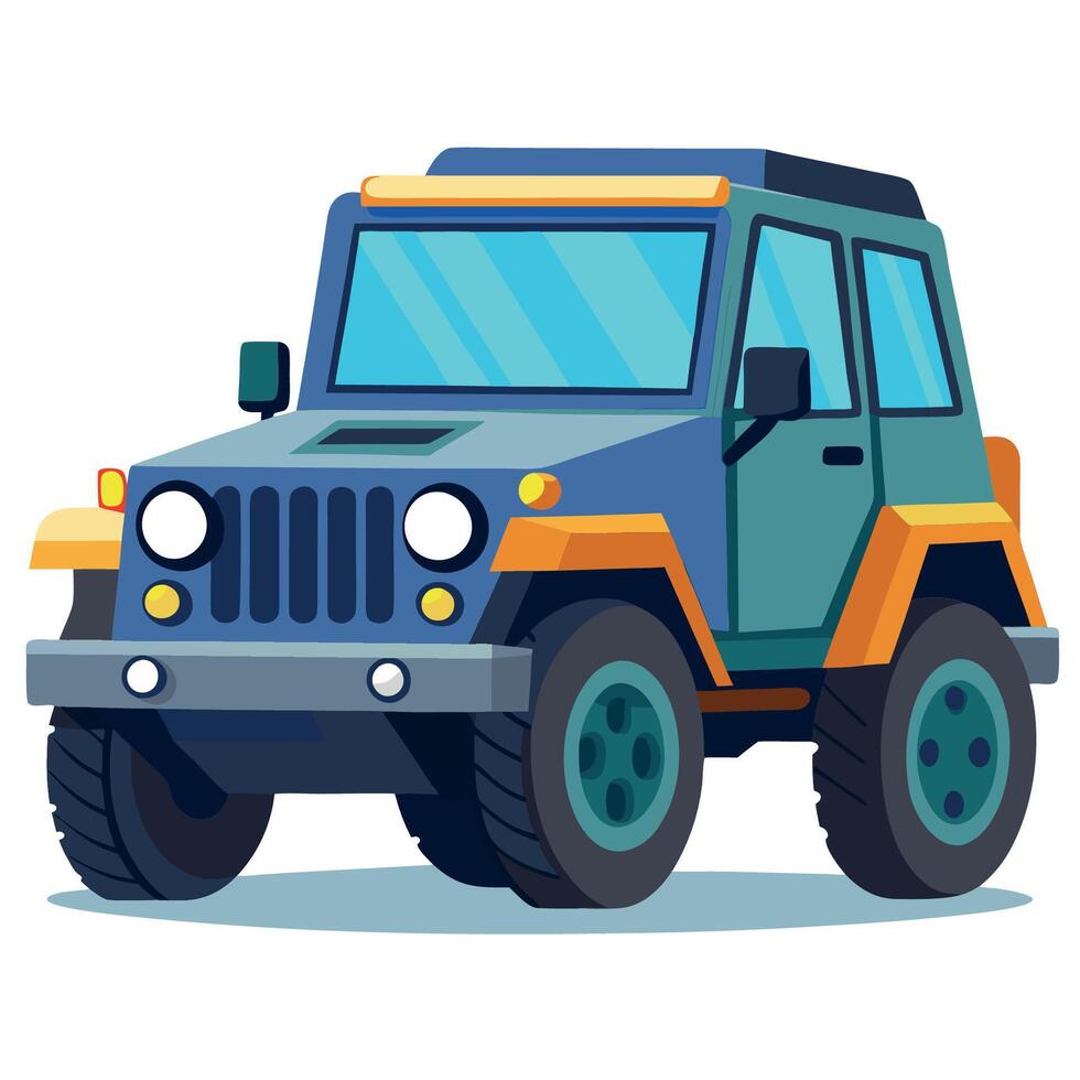 A cartoon jeep on a white background vector