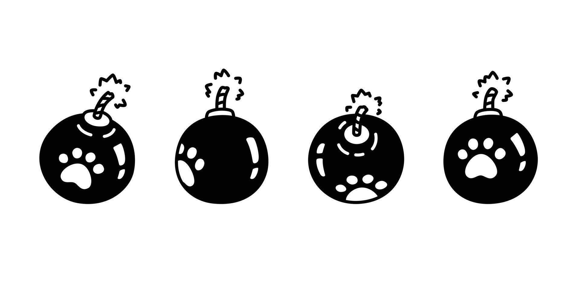 dog paw footprint bomb icon logo cat kitten pet puppy doodle cartoon character illustration symbol design clip art vector