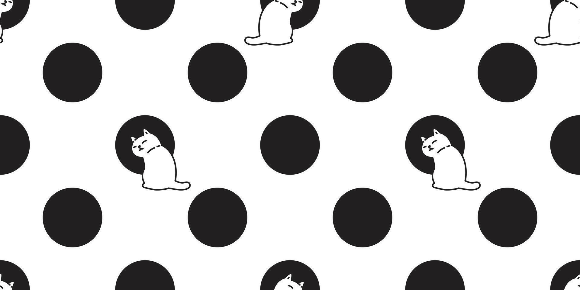 cat seamless pattern kitten polka dot neko calico sitting munchkin pet cartoon doodle gift wrapping paper tile background repeat wallpaper illustration isolated design vector