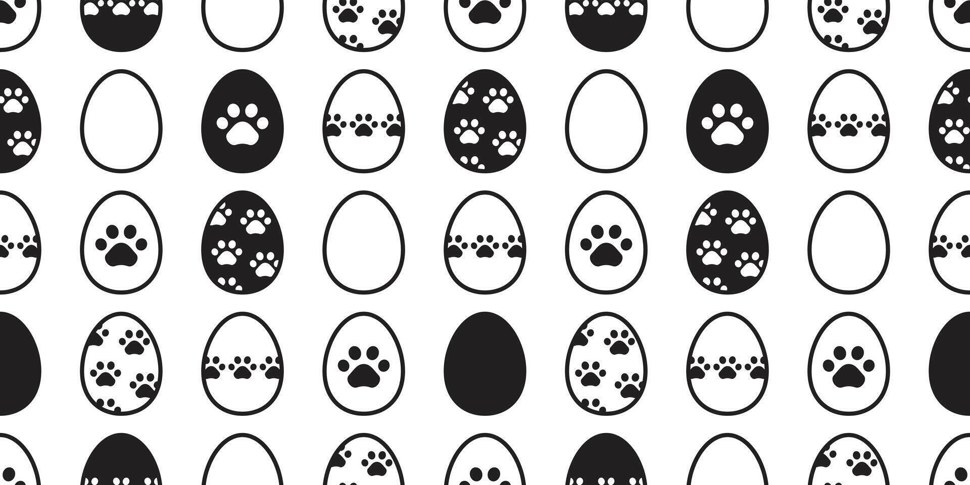 easter egg seamless pattern dog paw footprint chicken doodle pet cartoon symbol tile background gift wrapping paper repeat wallpaper illustration design vector