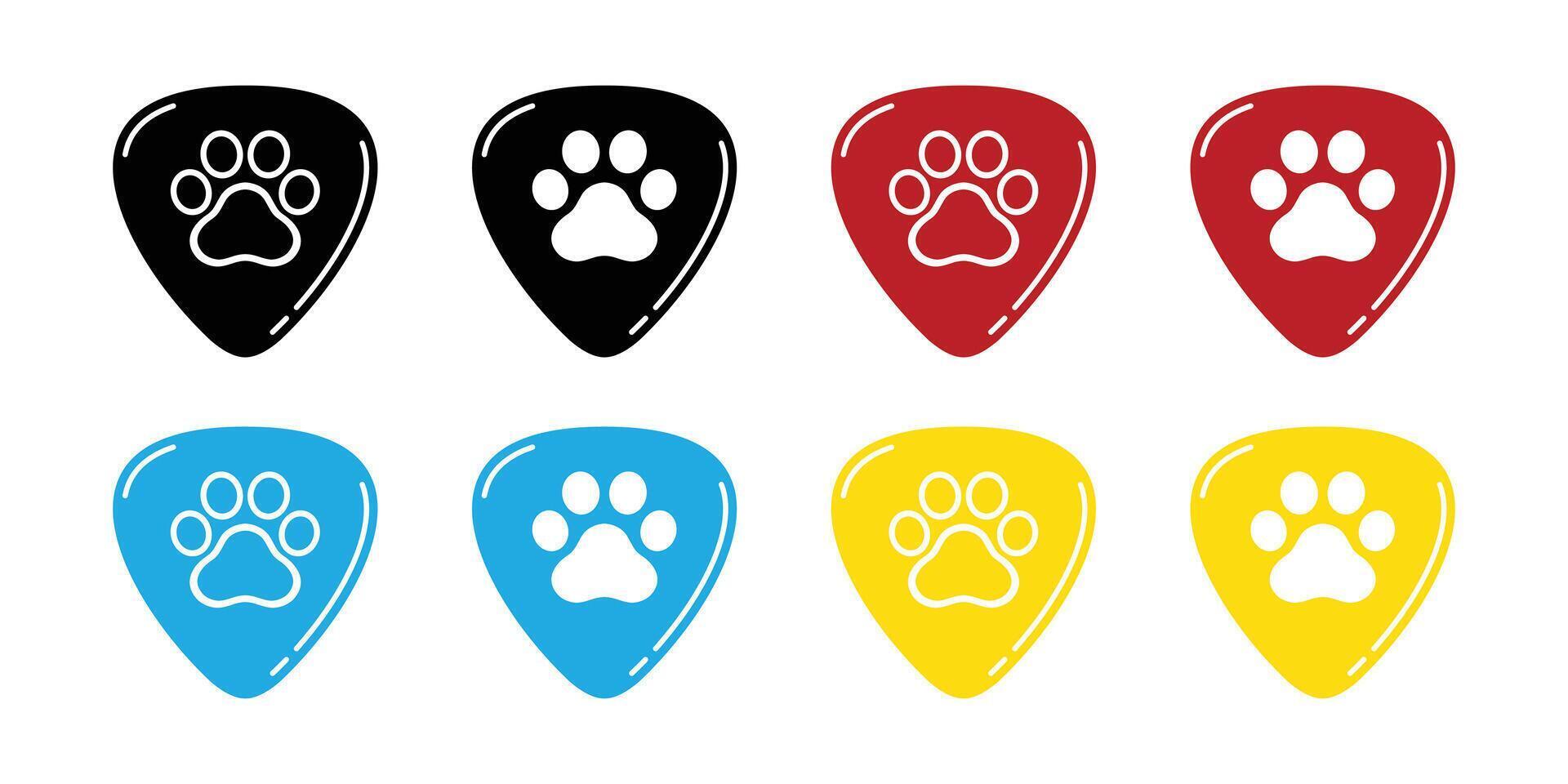 dog paw guitar pick footprint icon logo base ukulele cat kitten pet puppy doodle cartoon character illustration symbol design clip art vector