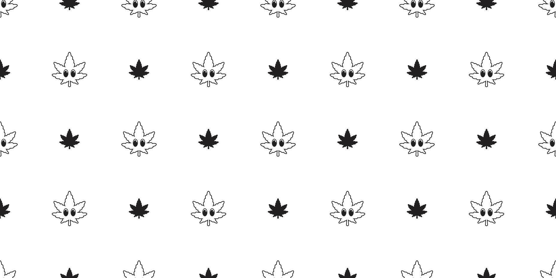 Weed seamless pattern cannabis leaves eye cartoon Marijuana leaf scarf isolated plant flower tile background gift wrapping paper repeat wallpaper illustration design vector