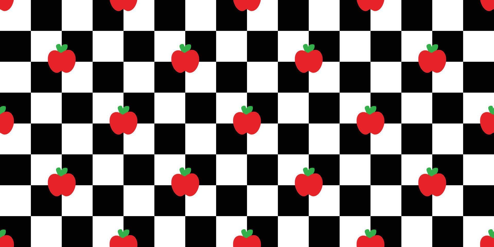 apple seamless pattern fruit cartoon checked gift wrapping paper doodle tile background repeat wallpaper illustration design isolated vector
