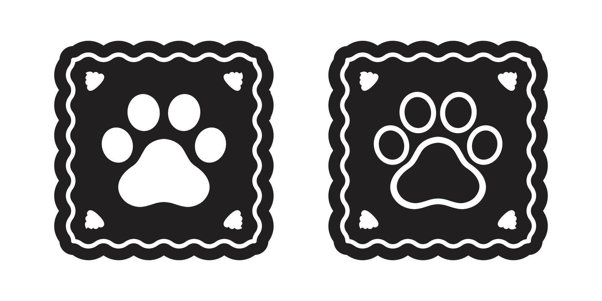 dog paw footprint icon logo square doodle cat kitten pet puppy cartoon character illustration symbol design clip art vector