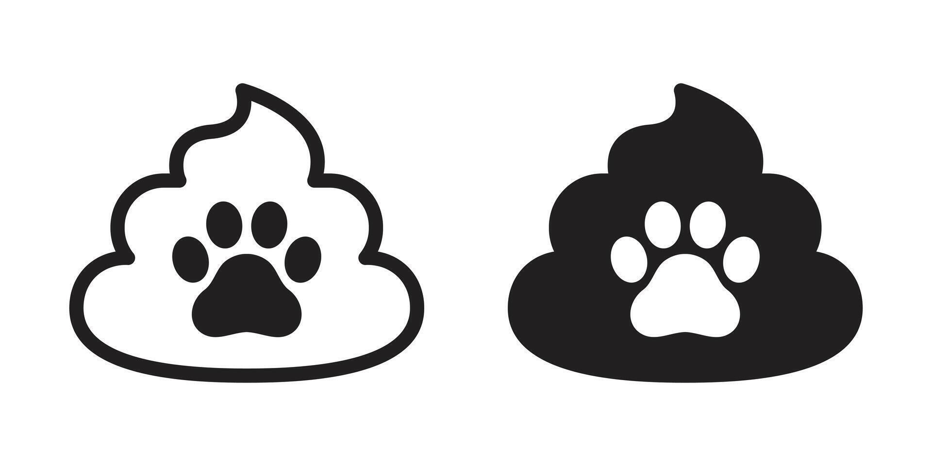Poo dog paw footprint icon toilet puppy logo cartoon character symbol doodle illustration design clip art vector