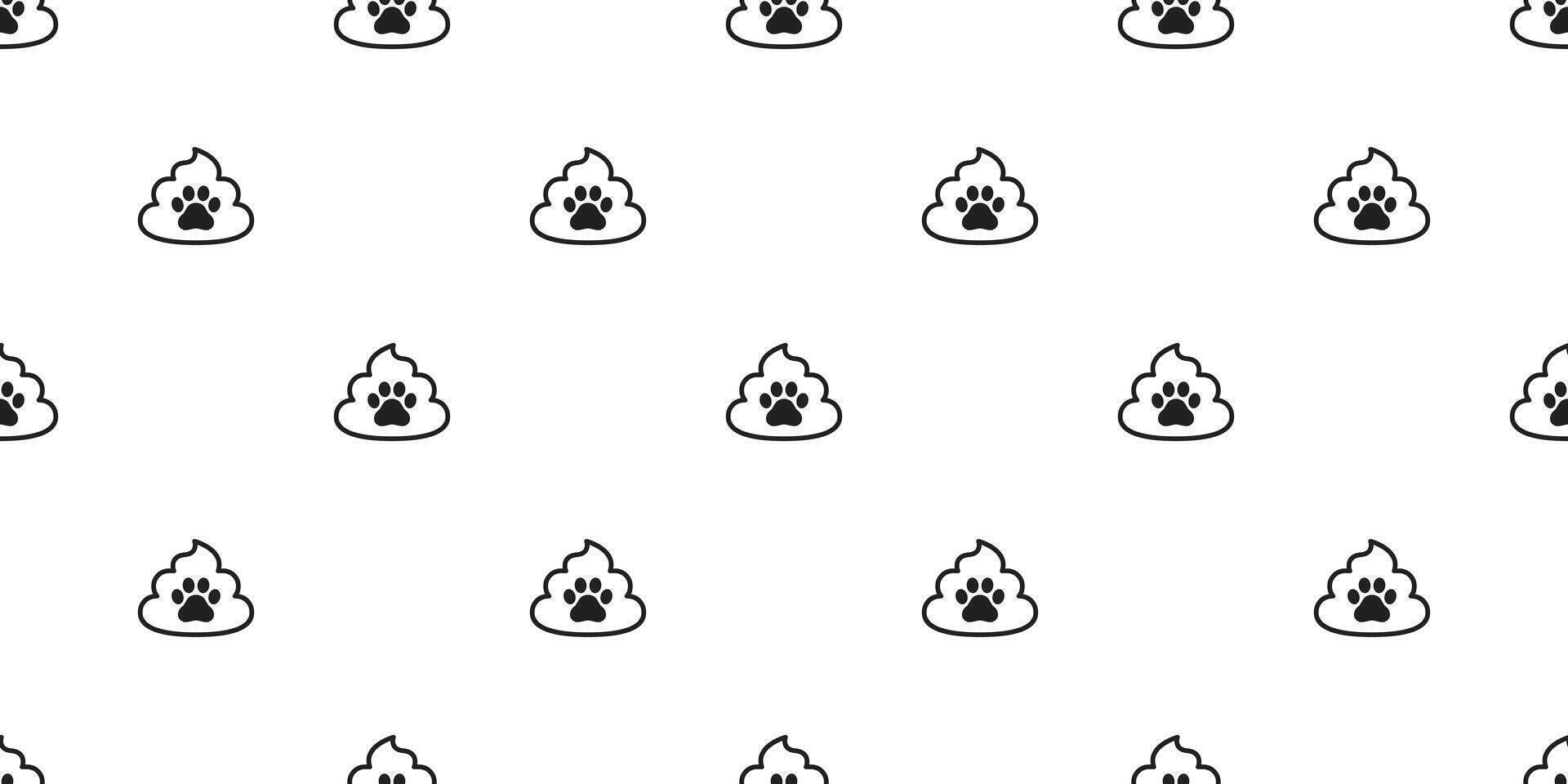 Poo seamless pattern dog paw footprint toilet gift wrapping paper scarf isolated repeat wallpaper tile background icon Cartoon illustration design vector