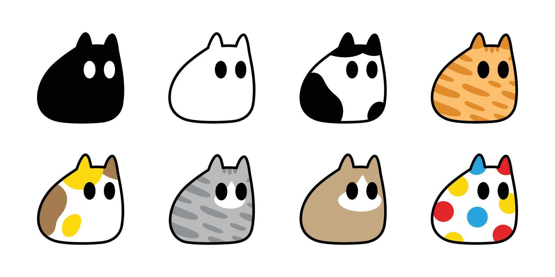 cat icon fat kitten calico neko pet breed colorful polka dot cartoon character illustration symbol isolated clip art design vector