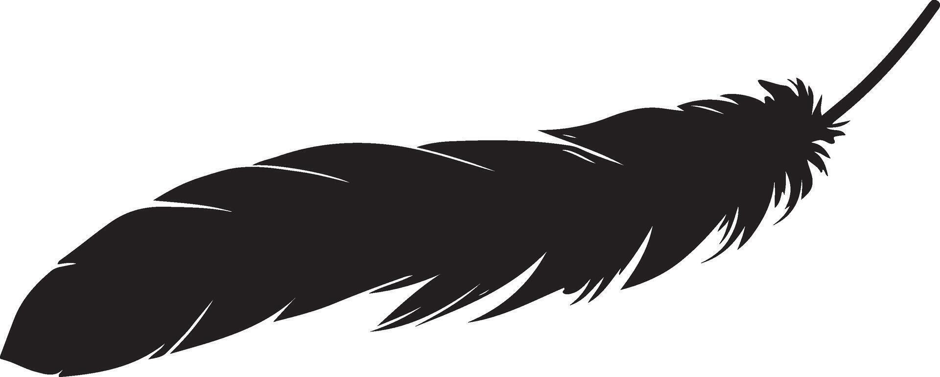 A black feather on a white background vector