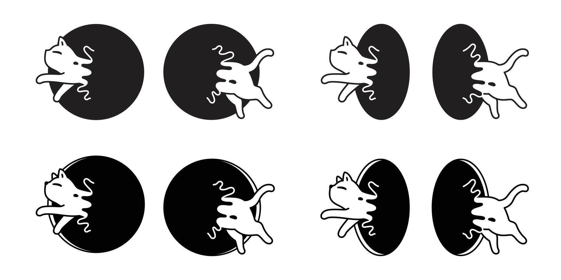 cat icon kitten polka dot hole calico neko running pet cartoon character illustration symbol isolated design clip art vector