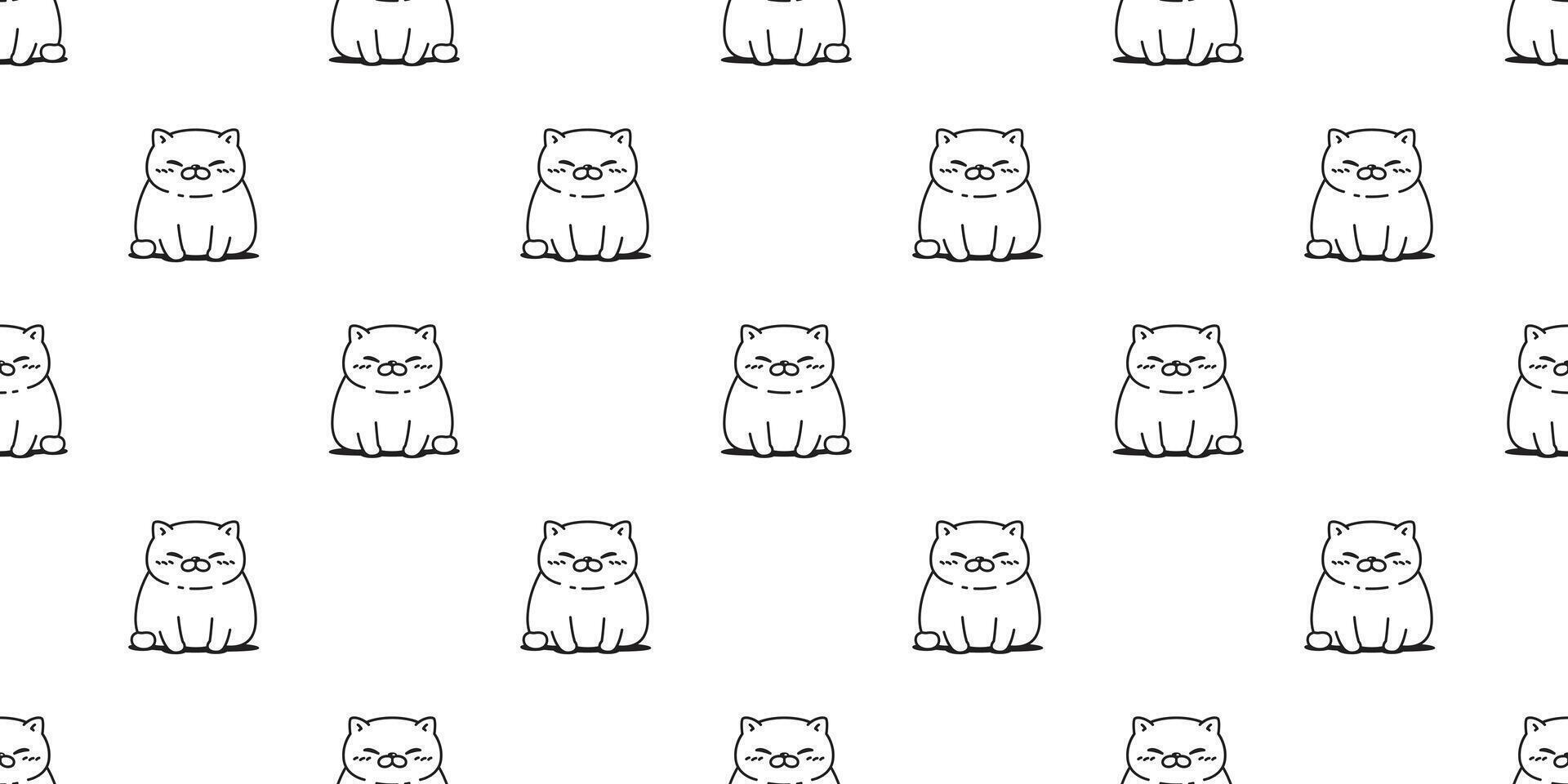 cat seamless pattern fat kitten calico munchkin neko cartoon pet doodle tile background gift wrapping paper illustration repeat wallpaper isolated design vector