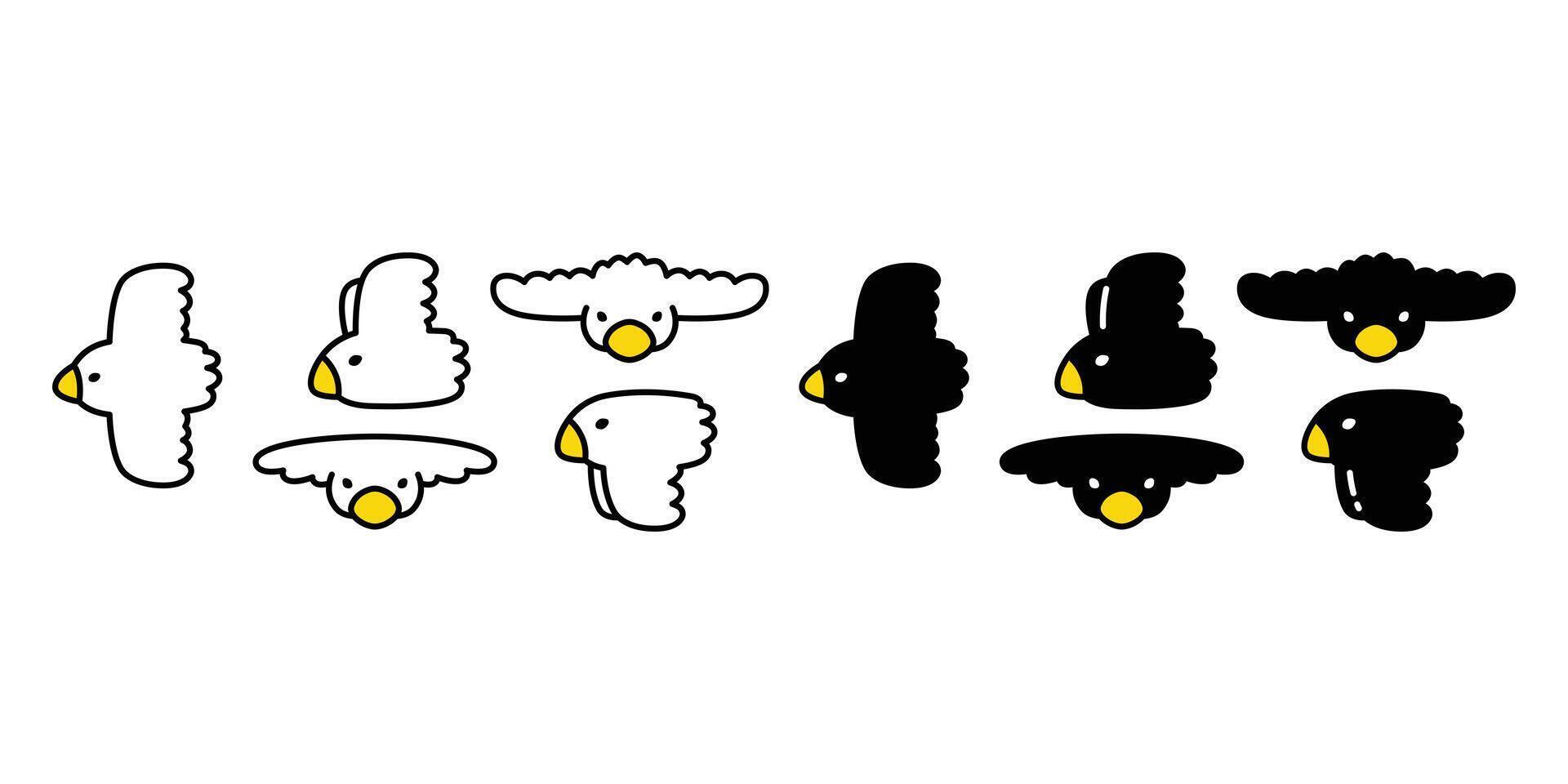 bird icon sparrow pigeon seagull crow flying pet cartoon character logo symbol illustration clip art isolated design vector