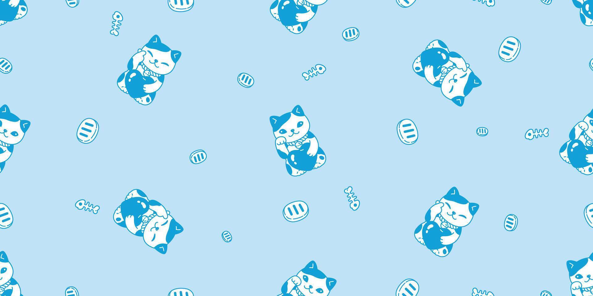 cat seamless pattern manekineko lucky cat valentine heart kitten calico munchkin neko pet cartoon doodle tile background gift wrapping paper illustration repeat wallpaper isolated design vector