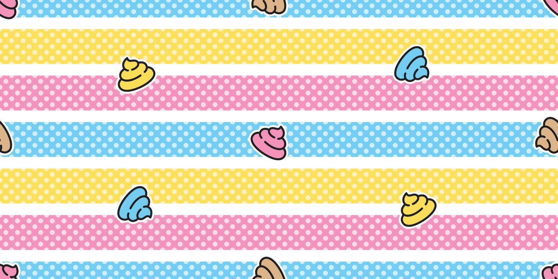 Poo seamless pattern polka dot cartoon doodle toilet gift wrapping paper scarf isolated repeat wallpaper tile background illustration design vector