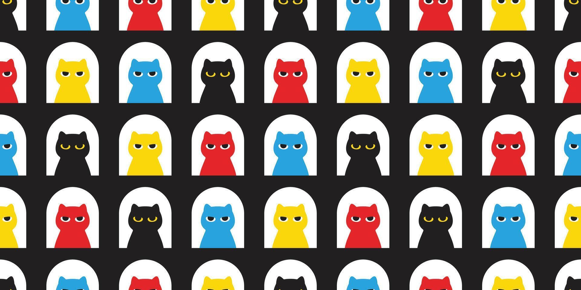 cat seamless pattern window kitten calico neko pet cartoon doodle gift wrapping paper tile background repeat wallpaper scarf isolated illustration design vector