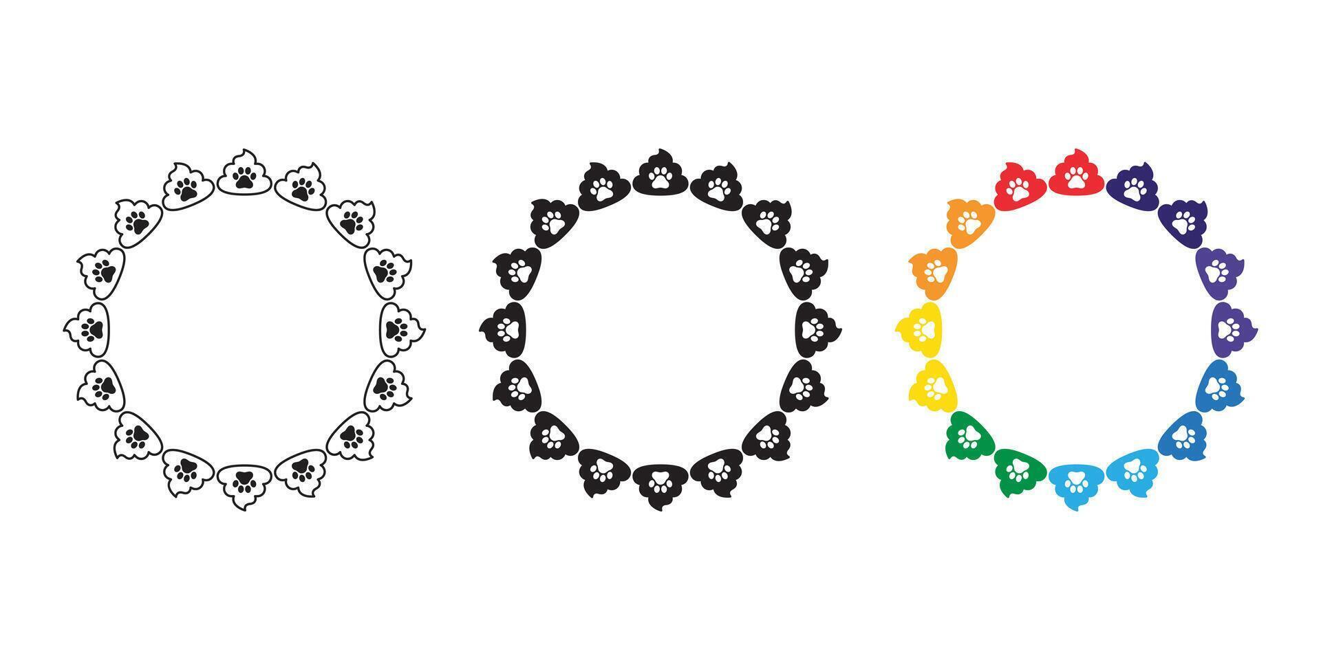 Poo dog paw footprint rainbow icon toilet puppy logo round cartoon character symbol doodle illustration design clip art vector