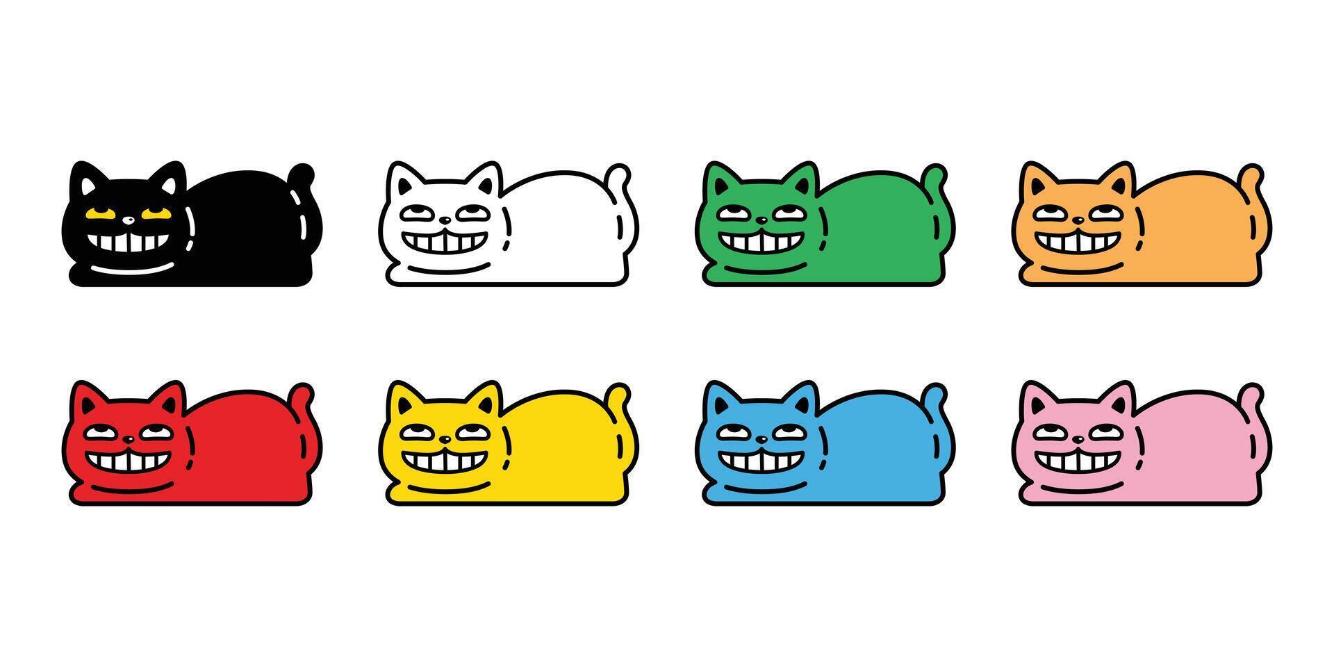 cat kitten smile face icon calico neko pet cartoon character colorful munchkin illustration symbol clip art isolated design vector