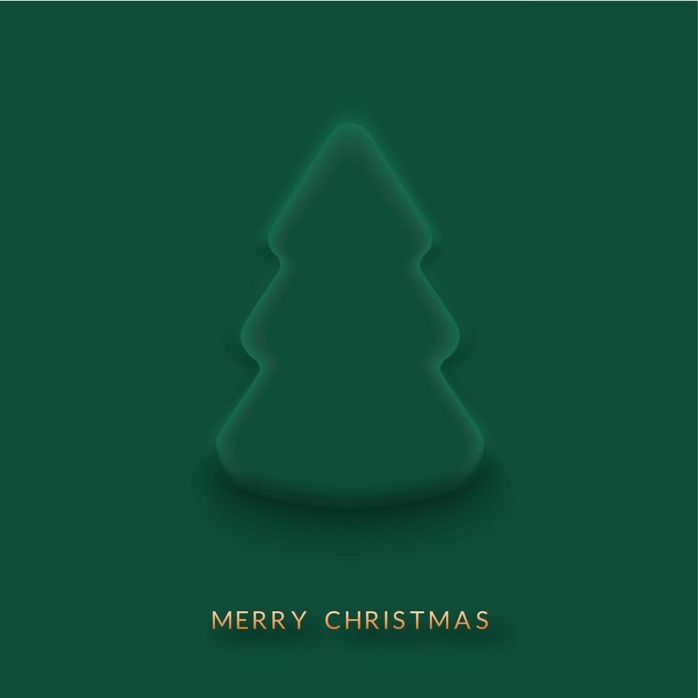 Simple Christmas tree silhouette with subtle glow effect on dark green background vector