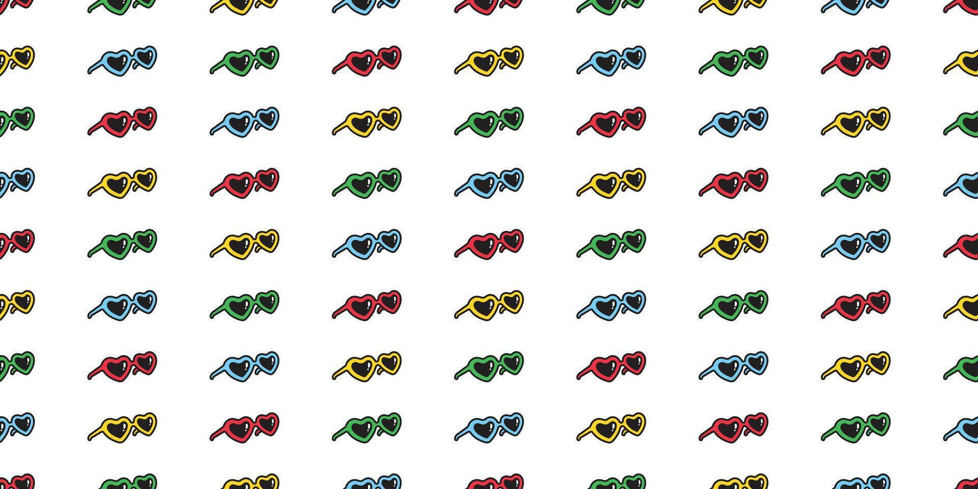 heart sunglasses seamless pattern fancy eyeglasses eyewear colorful doodle cartoon tile background gift wrapping paper repeat wallpaper illustration scarf isolated design vector