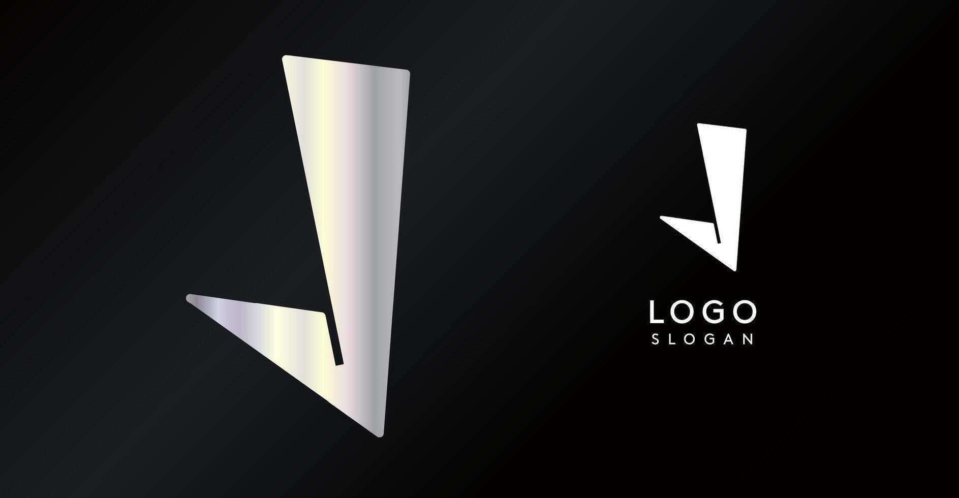 Geometric triangular J letter, abstract dynamic logo, modern holographic gradient monogram for gaming, technology, urban art, innovation, streetwear brand, sci-fi cybersport. illustration vector