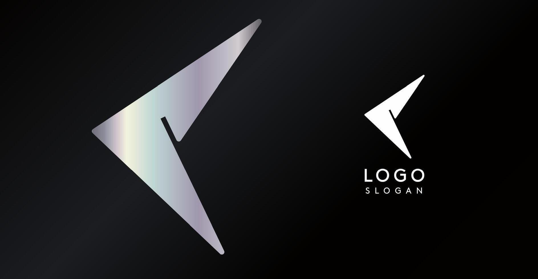 Geometric triangular C letter, abstract dynamic logo, modern holographic gradient monogram for gaming, technology, urban art, innovation, streetwear brand, sci-fi cybersport. illustration vector