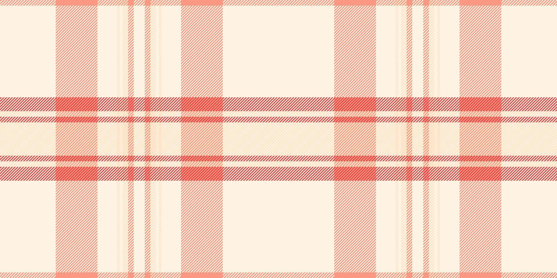 Checker seamless fabric check, beige background textile . Stationary tartan texture plaid pattern in red and old lace colors. vector