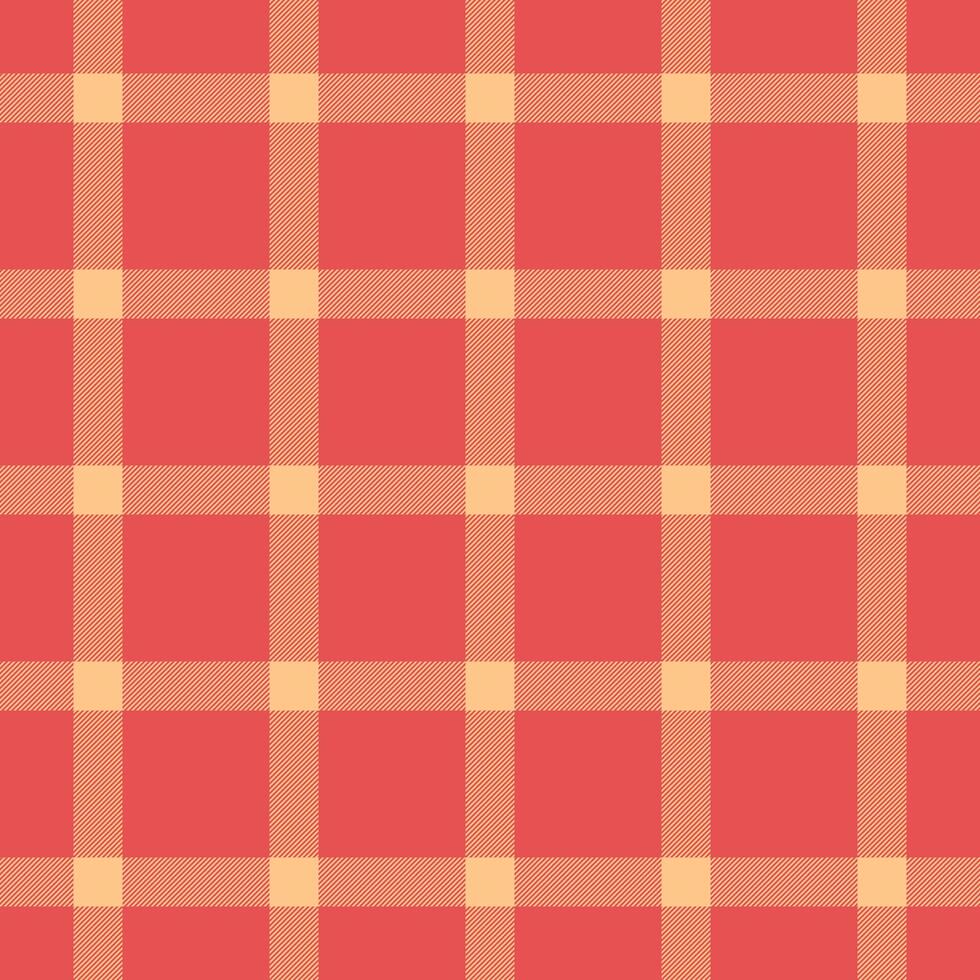 Retro background fabric plaid, hotel textile seamless pattern. 1960s tartan check texture in red and orange colors. vector