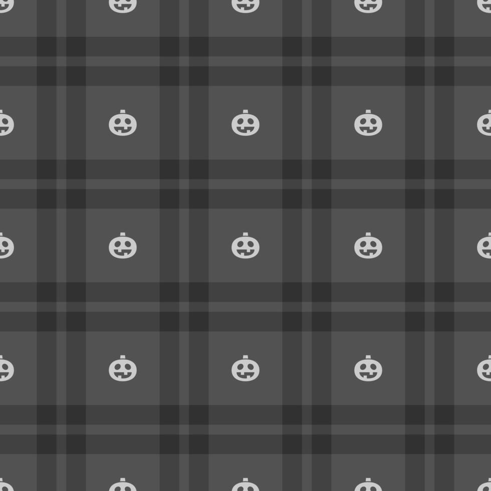 Halloween pattern with plaid stripes and pumpkins, spooky ghosts, and scary ornaments. Ideal for autumn background, textile, fabric, party decor, greeting cards, posters, or tiled wallpaper. vector