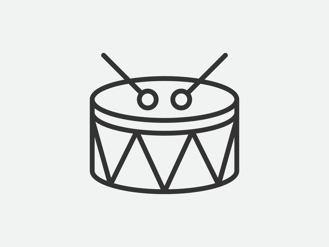 Drum toy icon on white background. Line style illustration. vector
