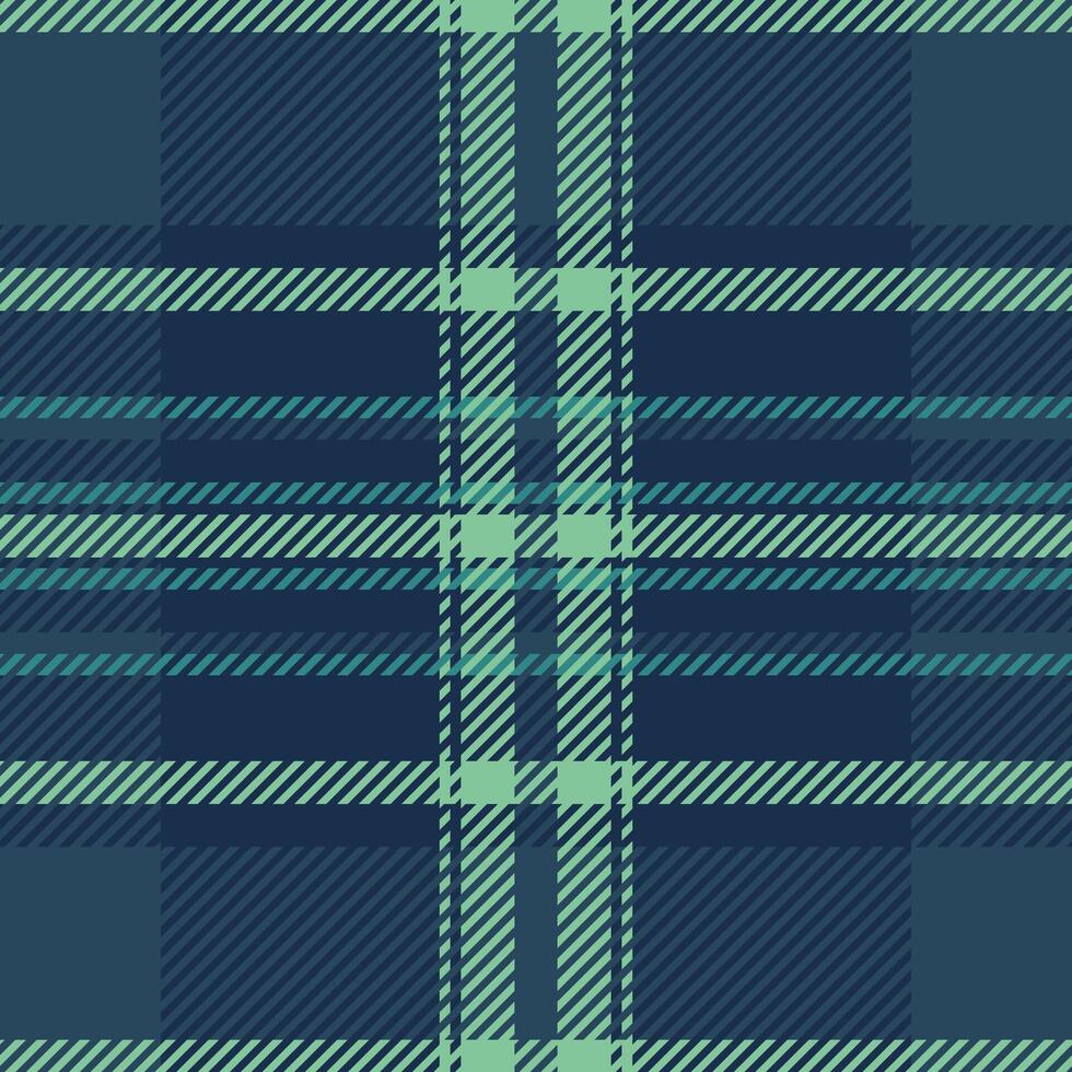 Ornamental check background, advertisement textile pattern texture. Custom tartan plaid seamless fabric in dark and cyan colors. vector