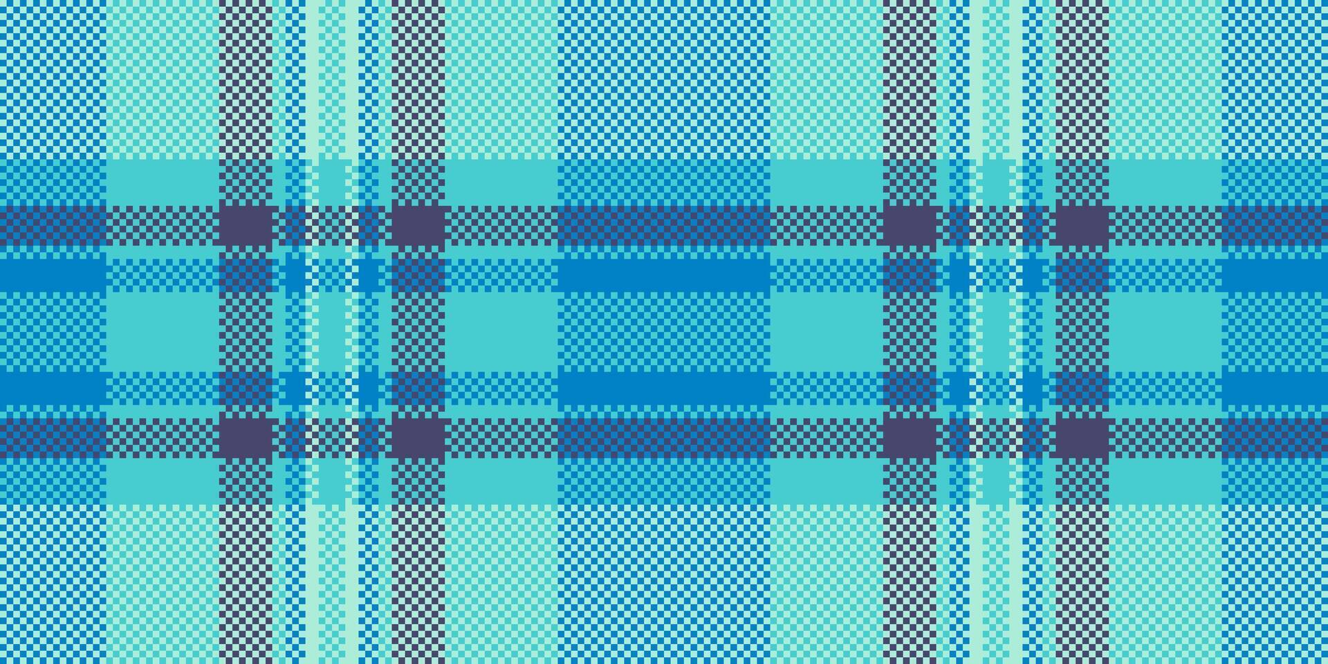 1960s background fabric, hippy tartan texture textile. Feminine plaid seamless check pattern in light and medium turquoise colors. vector