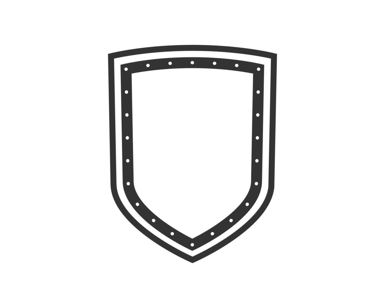 Shield black and white logo. Guarantee, insignia and guard symbol. Security icon vector