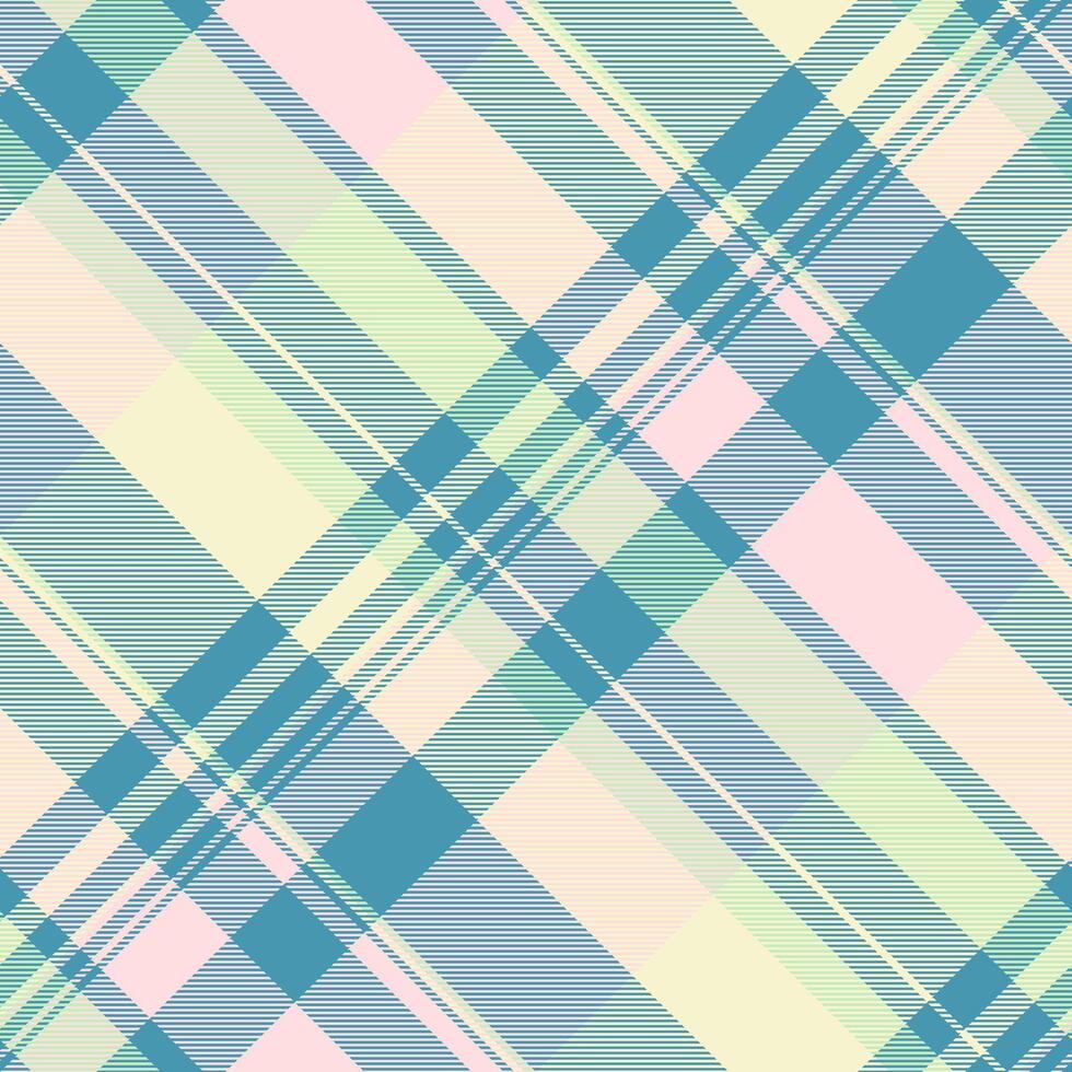 Pixel background fabric check, tape textile seamless . Colourful plaid tartan pattern texture in light and cyan colors. vector