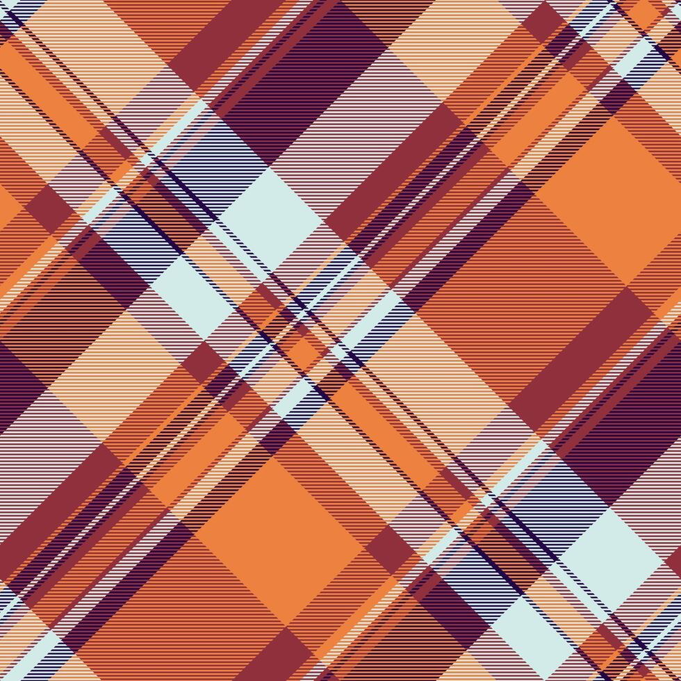 Basic texture check, fluffy fabric seamless textile. Various background pattern plaid tartan in red and orange colors. vector