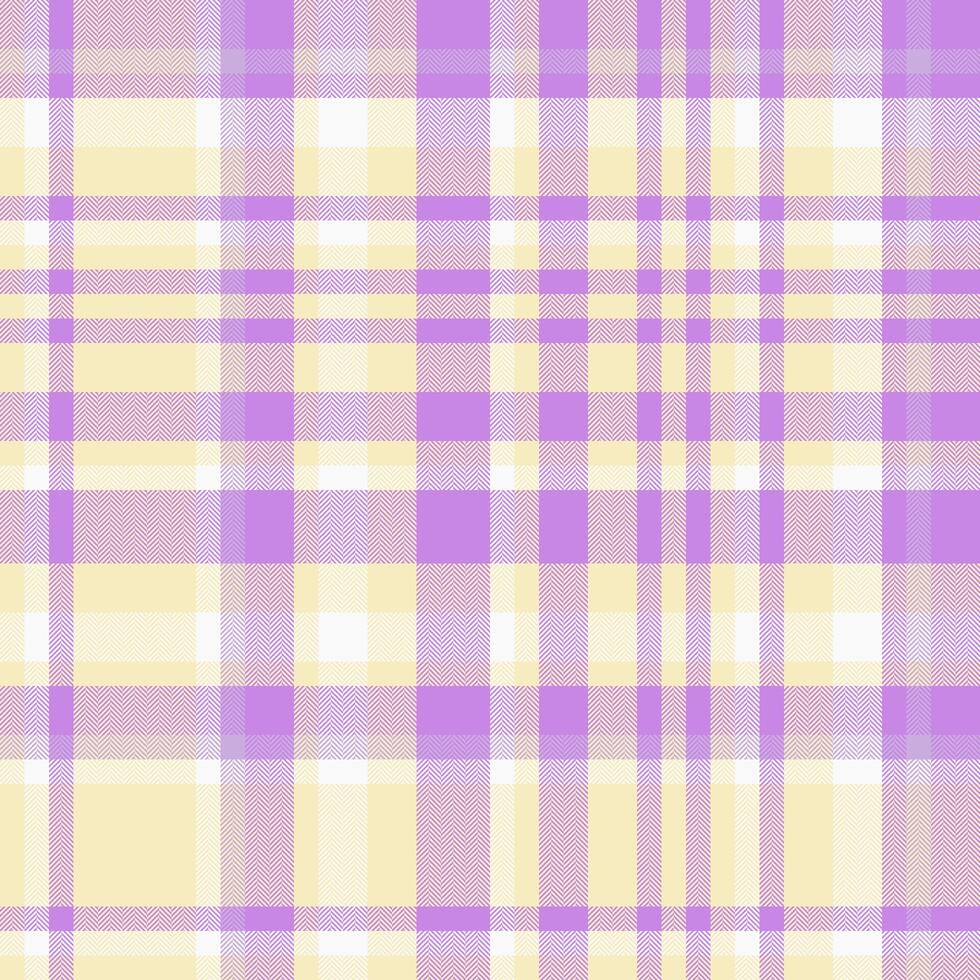 Identity fabric pattern, rest seamless textile plaid. Intricate check texture background tartan in light and purple colors. vector