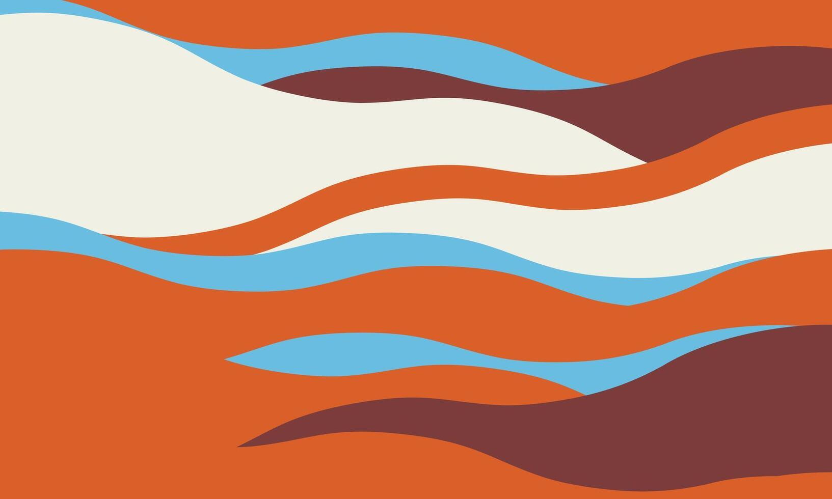 Minimalist abstract background with wavy, rippled stripes and sparse curves. Flowing, textured lines in trendy colors create a graphic look, perfect for posters, prints, or a modern, minimal design. vector
