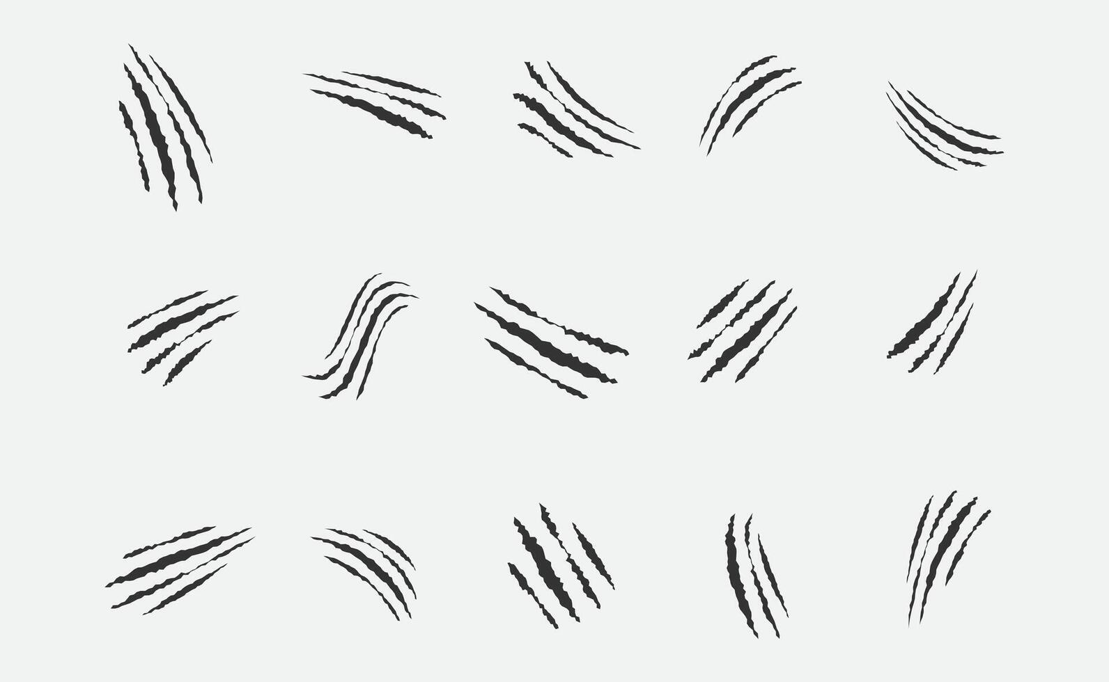 Claws scratches, animal monster mark design element, tattoo and decor for halloween. Black silhouette. vector